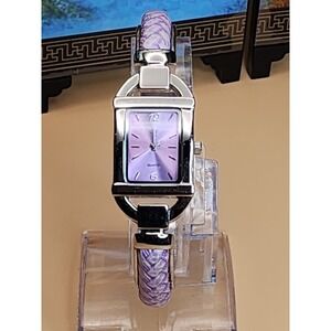 SF Super Fibre By SONATA‎ Purple Braided Cuff Watch Silver Tone FREE $HIPPING!!